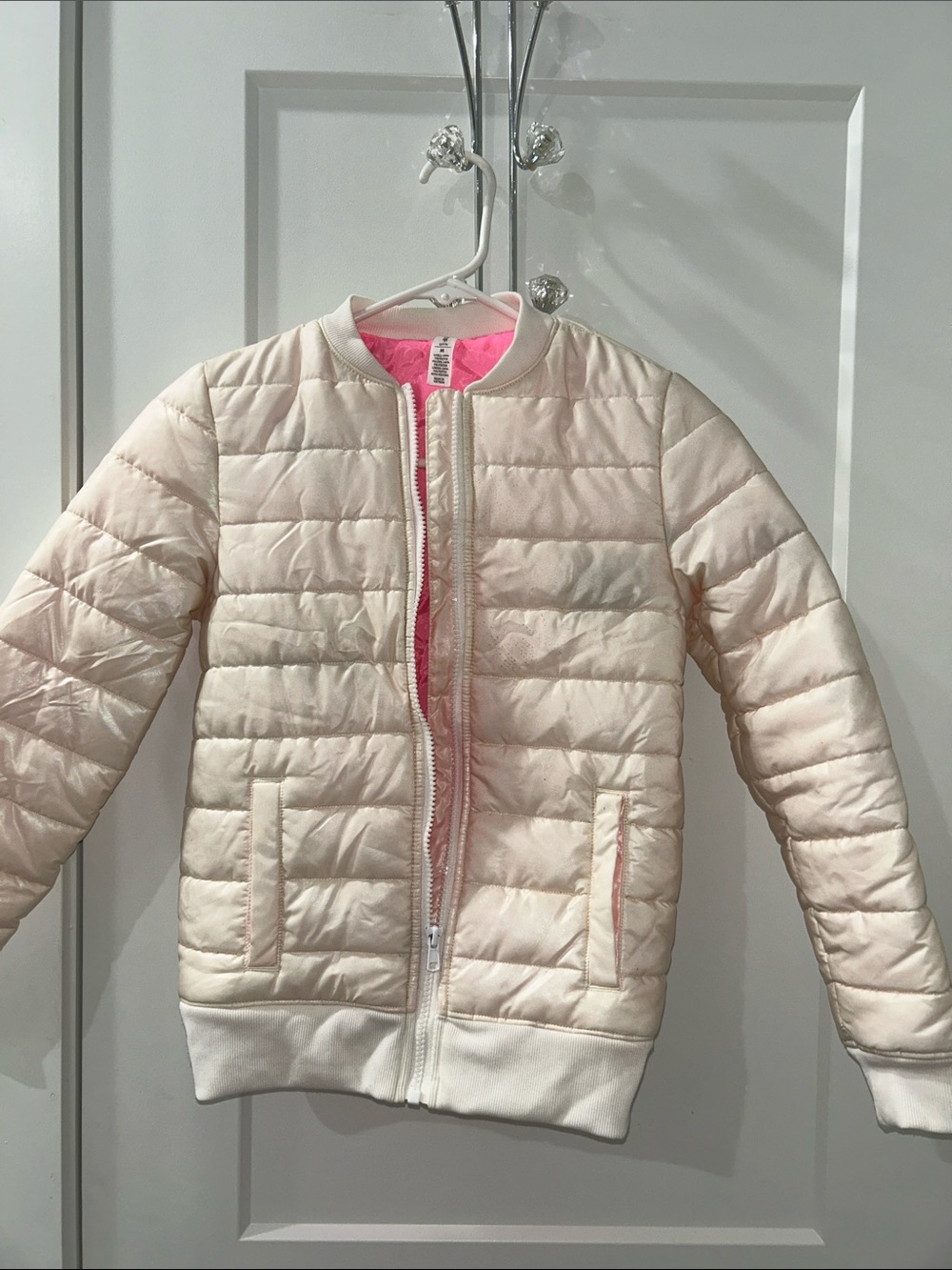 Ideology Light Pink Quilted Puffer Jacket with Hot Pink Lining New.
